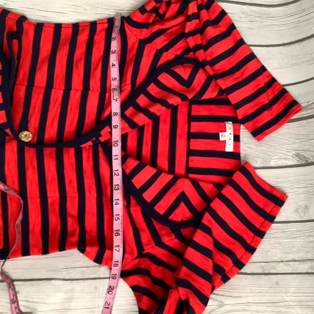 CAbi Au Revoir Nautical Striped Topper Blazer Size Small #224… - Picture 6 of 8